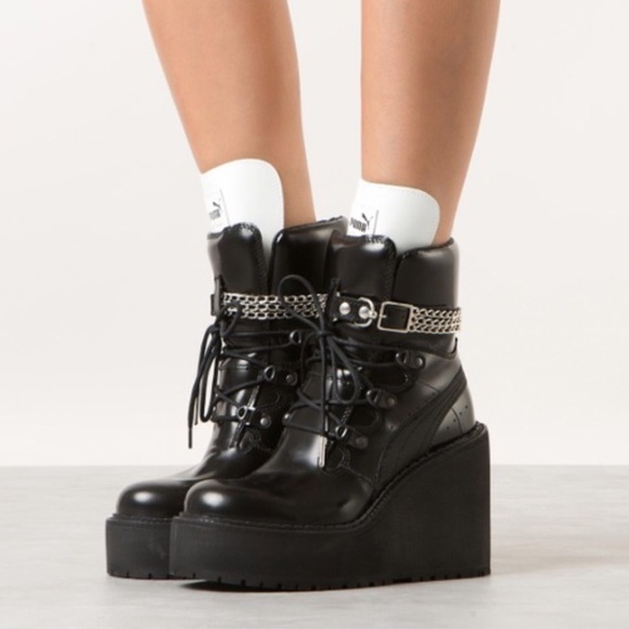 Puma Shoes - Puma Rihanna Fenty Wedge Ankle Boots W/O Chain